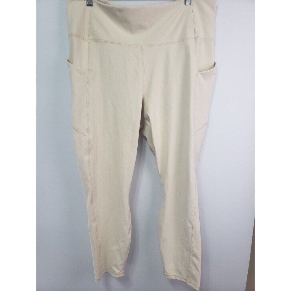 Fabletics Pure Flex Crop Athletic Cream Leggings size 2X Plus Yoga Workout